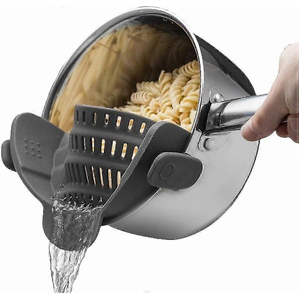 Kitchen Gizmo Snap N Strain Kattilan Siivilä ja Pastasiivilä - Säädettävä Silikonikiinnitettävä Siivilä Kattiloille, Pannuille ja Kulhoille - Keittiösiivilä, Kitch