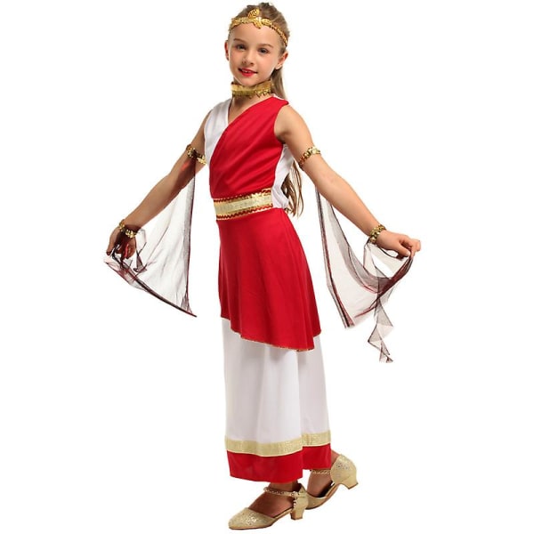 Carnival Halloween Girl Kreikkalainen jumalatar Athena-asu Egyptin roomalainen myytti prinsessa Kirjaviikko Cosplay Fancy Juhlamekko Red XL