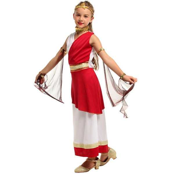 Karneval Halloween flicka grekisk gudinna Athena kostym Egyptisk romersk myt Prinsessan Bokvecka Cosplay Fancy festklänning Orange L