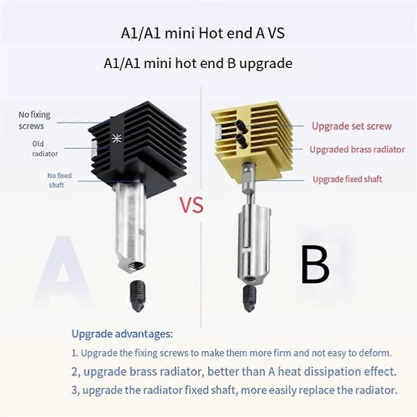 Til Bambu Lab A1 Hotend Kit 0.2/0.4/0.6/0.8MM Dyse Messing