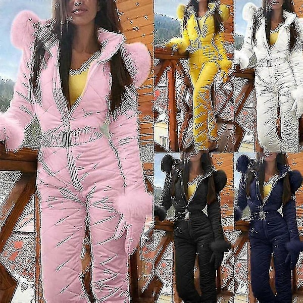 Dame Varmt Skiundertøj Udendørs Sportsbukser Skidragt Vandtæt Jumpsuit