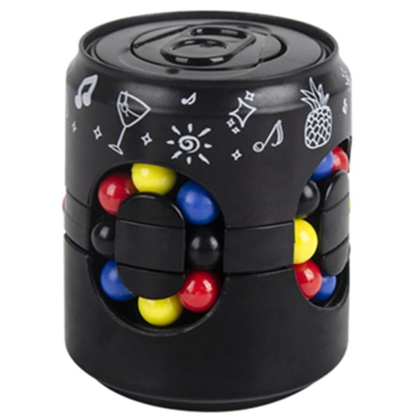 Magic Cans Rainbow Circle Spinner Cube Fidget Puslespil Legetøj Stress Relief Legetøj Gaver Black