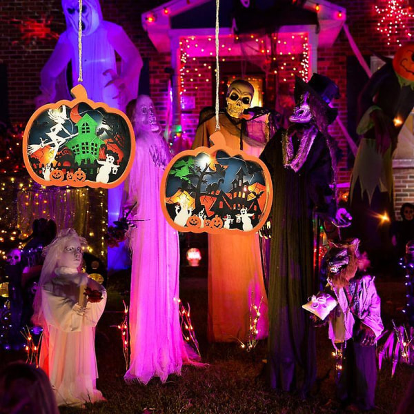 Halloween-græskarlygter Batteridrevet led-hængende lys Halloween  trægræskarlanterne til indendørs udendørs fest witch a823 | witch | Fyndiq