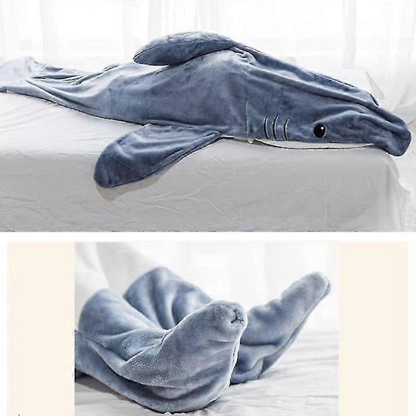 Guoguo Hajfilt Hoodie för Vuxna Haj Onesie Bärbar Filt Supermjuk Mysig Flanell Haj Sovsäck