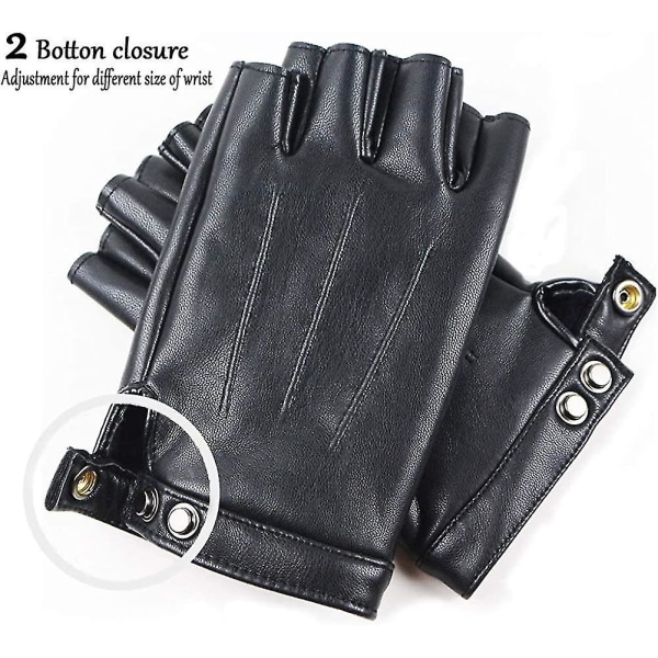 Mænd Halvfinger Læderhandsker Vinterkørsel Fingerløse sorte handsker med fløjl (sort)