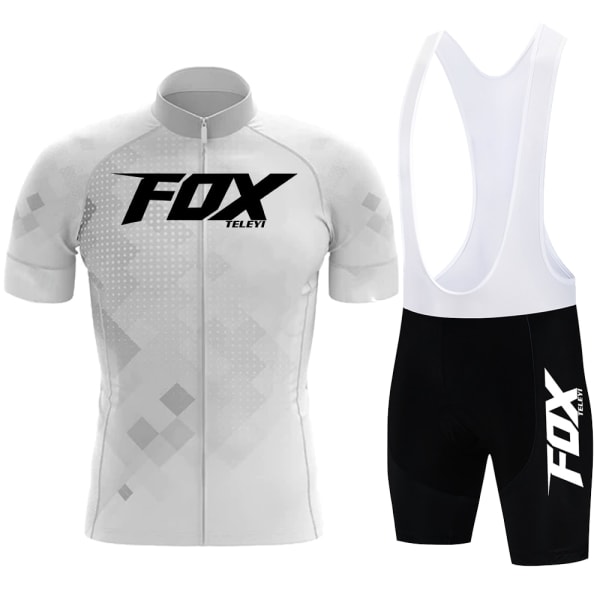 Sommar kortärmad cykeltröja Set Andas MTB Mountain Racing Bike Jersey Bib Shorts Herr Cykelkläder FOX TELEYI Auburn XS