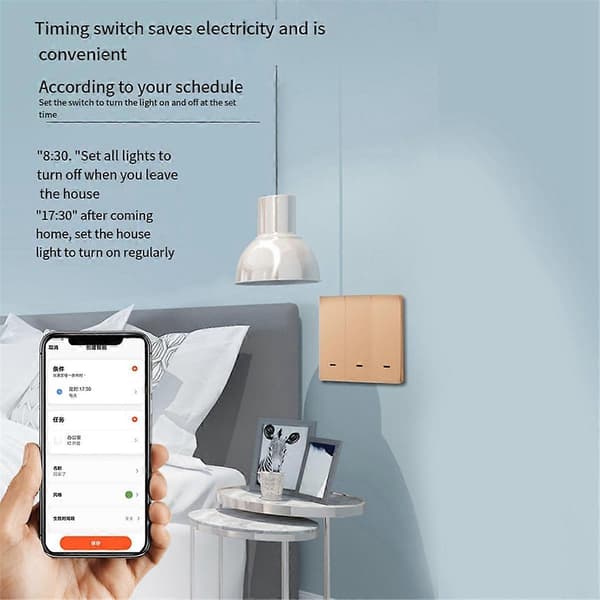 Tuya Smart Switch Wifi och Rf Radiofrekvens Smart Switch Noll Eldledning 2 Switch Guld