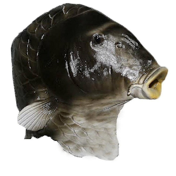 Svart Fisk Maske Latex Dyre Hodemaske Grå Fisk Kostyme Hodeplagg Maskerade Party Voksen