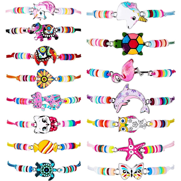 15 Stykker Pigearmbånd Dyr Enhjørning Venskab Kat Sommerfugl Armbånd Til Præmie Cosplay Fest (Klassisk Stil)