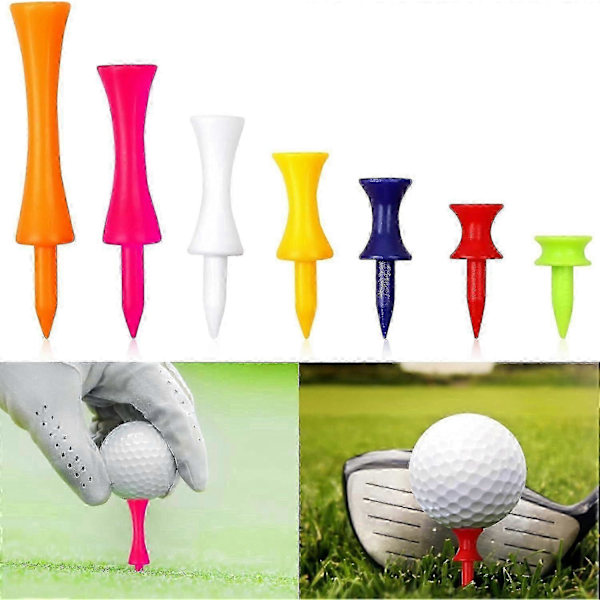 Golf Tees Plast, 70 st Blandade Storlekar, Hållbara Vinter Små Slott Tees i Flera Färger (25mm, 32mm, 39mm, 45mm, 51mm, 59mm, 70mm)