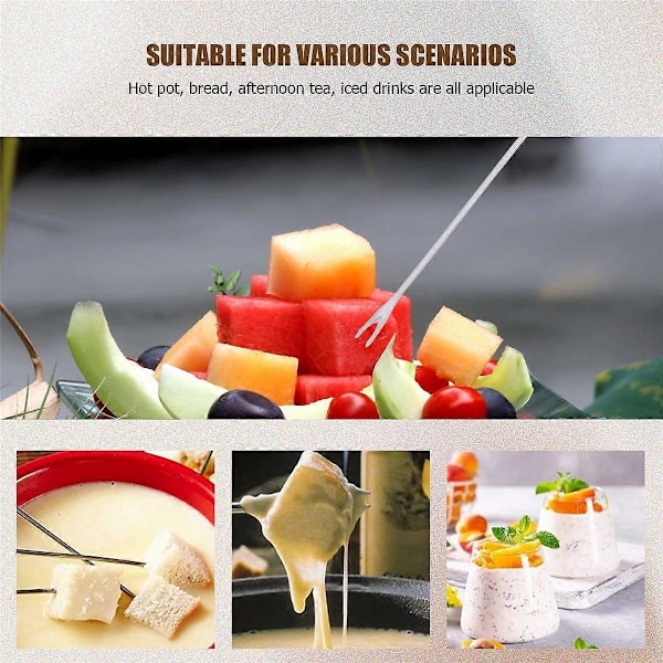 Fonduejuustotikut Fondue-setti Sveitsiläisen juuston valmistukseen, ruostumattomasta teräksestä valmistetut fonduehaarukat vaahtokarkkien paahtamiseen