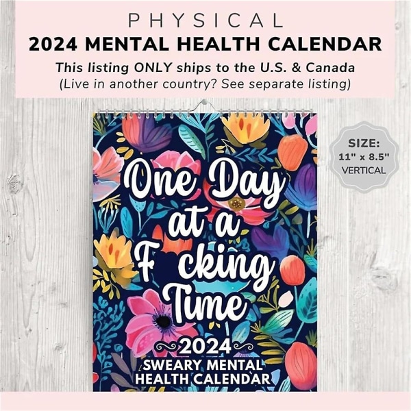 2024 Sweary Calendar Funny Mental Health Hengende kalendere med Sweary-bekreftelser Månedlig Planlegger Hjem Veggdekorasjon