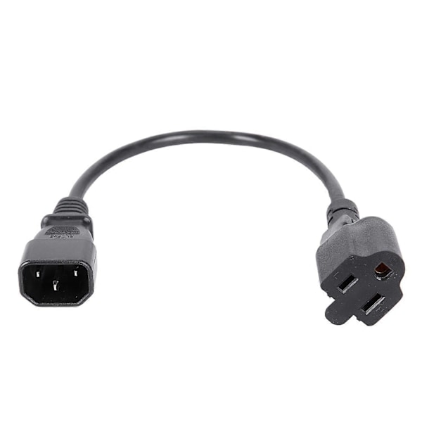 1ft IEC 320 C14 Han-stik til NEMA 5-15R 3 Hunn PC Strømadapterkabel Sort