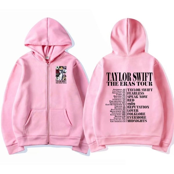 2023 Joululahja Taylor World The Eras Tour Vetoketjuhuppari Miesten Naiset pink XL