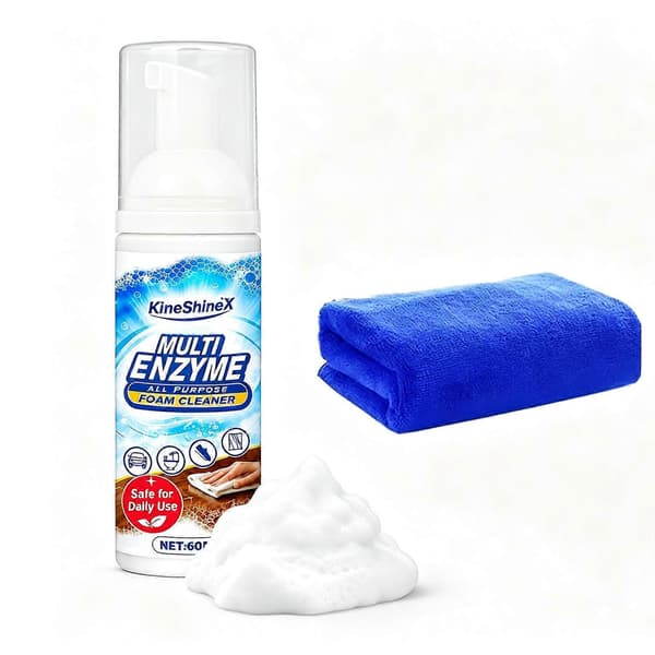 60 ml Multi-enzym skumrensespray, Multi-overflade husholdningsskumrenser til køkken, tæpper, polstring og bilinteriør 1pcs