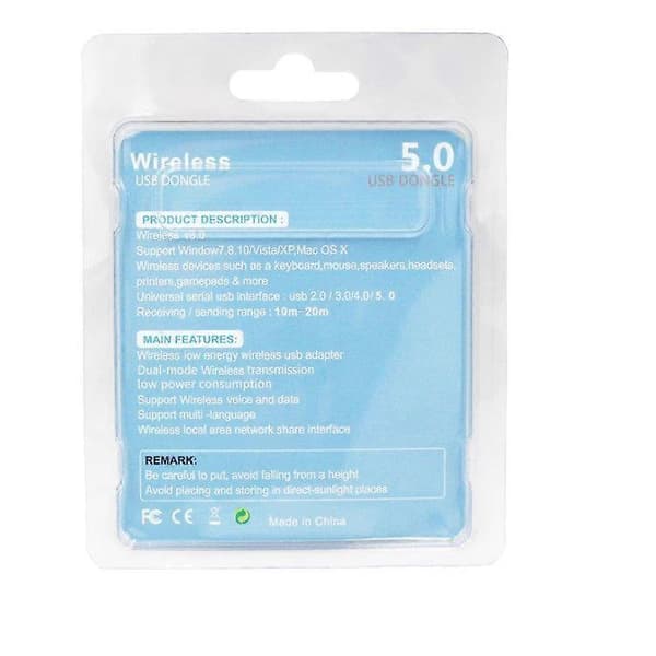 5.0 Bluetooth Adapter USB Adapter Stasjonær Datamaskin Driverfri Adapter Bluetooth Lydmottaker
