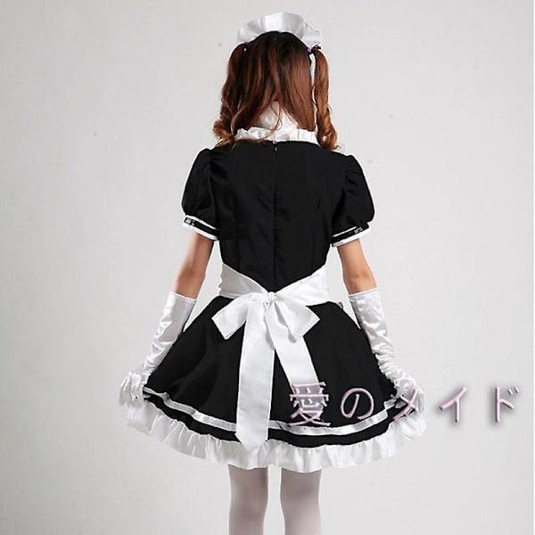 Svart Hvit Lolit Maid Dress Cosplay Restaurant Anime Performance Grønt Powder Skyblue Kvinnes jentekostymer Moro hjemme Black L