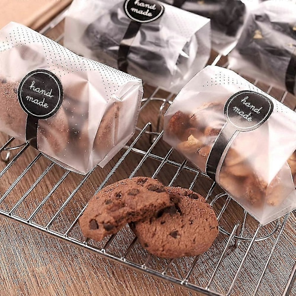 100 stk. Cookieposer Gennemsigtige Plastikslikposer Gaveposer til Mini Loaf, Bundt Kage, Varm Kakao