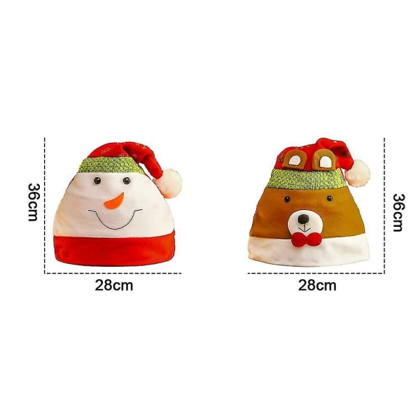 2 Pack Pehmo Jouluhattu Mukava punainen jouluhattu, lumiukko ja karhu