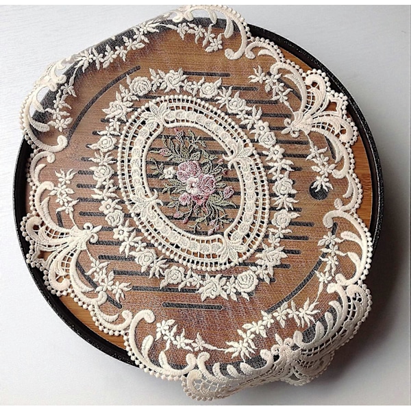 2-pack Retro Spets Placemats, Franska Virkade Dukar, Handgjorda Broderade Bordsunderlägg, 30x40 cm Beige Bordstabletter Koppunderlägg