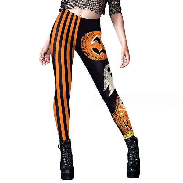 Naisten halloween crossover-leggingsit korkeavyötäröiset pehmeät printed style 1 L