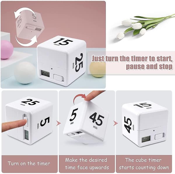 Cube Timer Køkken Timer Tidsstyring Timer Tyngdekraftssensor Flip Management og Nedtælling 25-5-45-