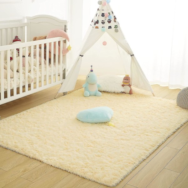 Tflycq-pehmeät fluffy-alueen matot, jotka yhteensopivat makuuhuoneen lastenhuoneen pehmoisen pörröisen lastenhuoneen mattojen karvaisten mattojen kanssa, yhteensopivat poikien tyttöjen kanssa, korkeakoulun asuntola Beige 2.6 *5.2 Feet