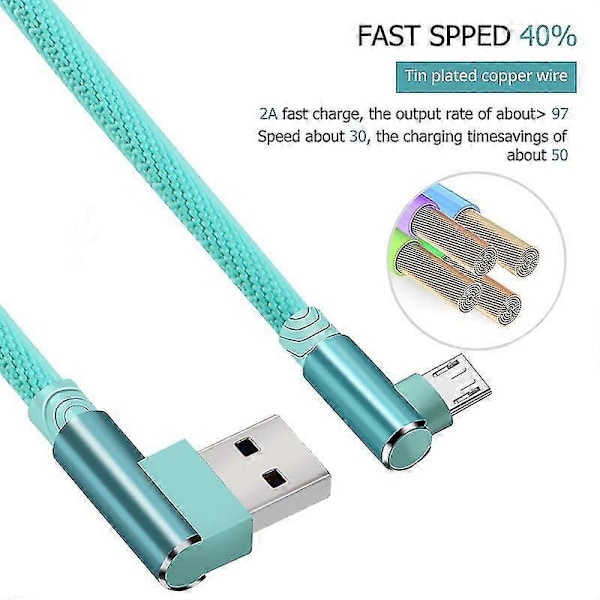 1m 2m 3m Opladnings Micro Kabel Usb Stik Til 90 Graders Vinkel Micro Android Opladningsledning Konnektor TAO