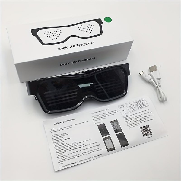 1 stk, Led-briller Screen Party Display, Led Display Smart-briller, Usb genopladelige briller til natten Green