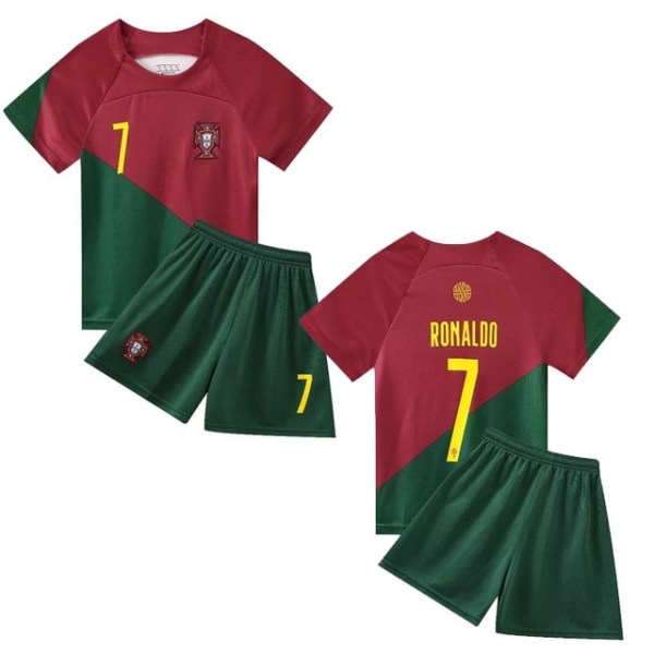 Sommar nya barn NO.7 Ronaldo fotboll sportkläder kostym Portugal 20(115-125CM)