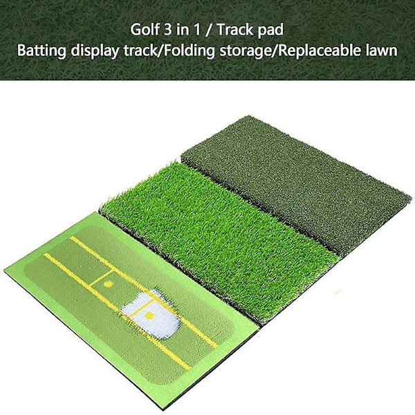 Golfträningsmatta 3-i-1 slagmatta Golfövningsmattor Detekteringshjälp Slagytor Bärbara golfträningshjälpmedel för chipping