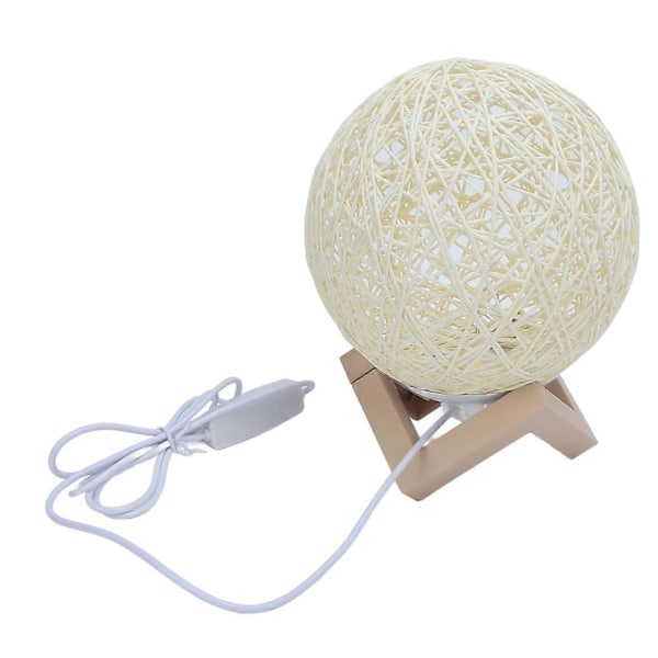 Rattan Månelampe 3000 til 6000K Trinnløs Dimmbar USB Nattbordslampe Leselampe Månelampe for Barn Voksen
