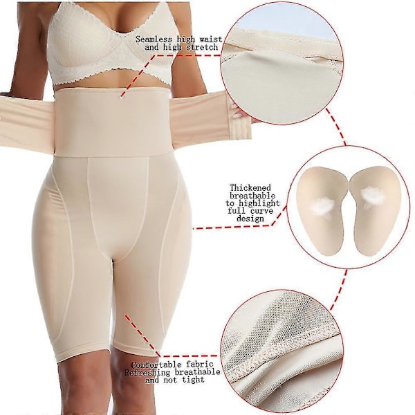 Guoguo Butt Lifter Shapewear för Kvinnor Höftförstärkande Trosor Midjetränare Hög Midja Trosor Booty Lifter Butt Pads Underkläder