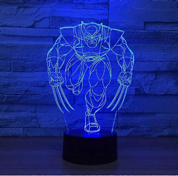 Wekity Wolverine 3D LED Lampe 7 Farver Natlampe til Børn USB Bordlampe Sovende Natlys Tilbage til Skole Elever Gave