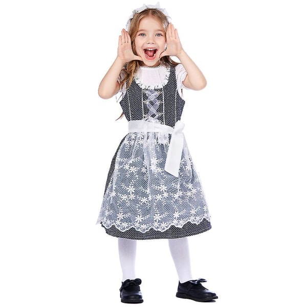 Fargerik Dirndl Oktoberfest For Child Costume Alps National Toppkjole Cosplay Fancy Festkjole Carnival Halloween Orange XS