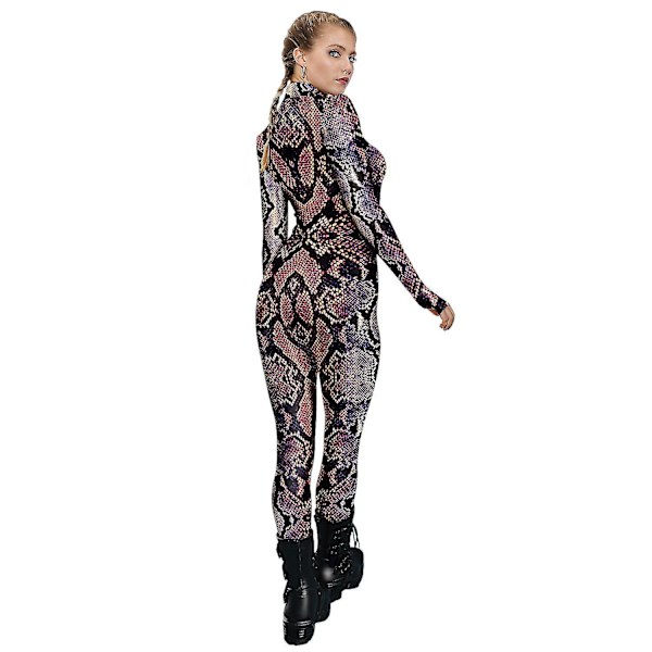 Kvinder Jumpsuit Til Halloween Party 3d Snake Print Bodysuits Cosplay Print Costume Stretch Skinny Catsuit Overall S