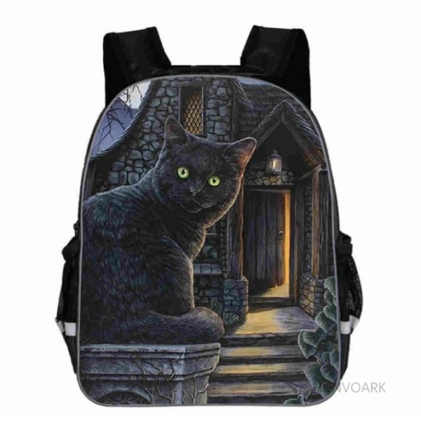 Ny svart katt ryggsäck Djur Gotisk månfas Casual skolväskor Småbarn Pojkar Flickor Tonåring multi 13 inch