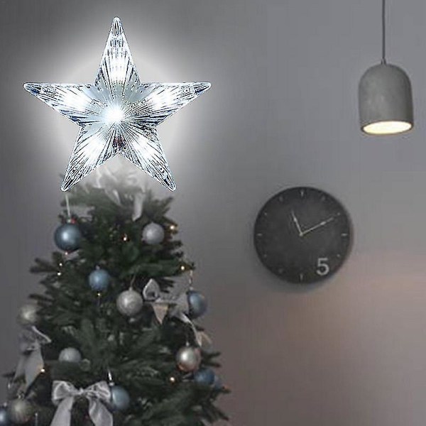 Christmas Tree Star Batteridrevet Led Star Tree Topper Flerfargede lys Star Topper Til julefest ferie innendørs Styles 1