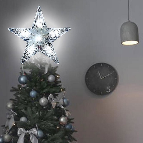 Christmas Tree Star Batteridrevet Led Star Tree Topper Flerfargede lys Star Topper Til julefest ferie innendørs Styles 2