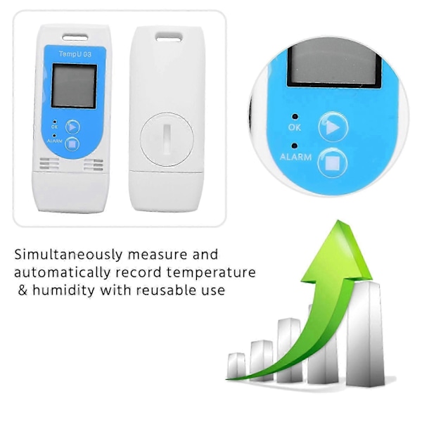 USB Temperatur Fugtigheds Data Logger Genanvendelig RH TEMP Data Logger Optager Humiture Måler med 12.000 Optagelseskapacitet