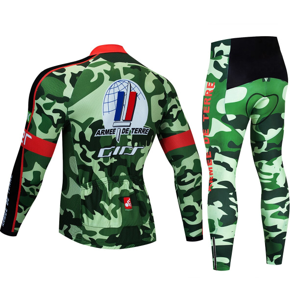 2023 Team Camouflage Cykeljackor 20D Pad Pants Kostym Ropa Ciclismo Herr långärmad Cykel Maillot Culotte Cykeltröja Cycling Clothing 2 4XL