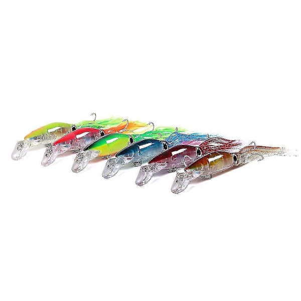 7st/Set Fiske Bete Kit 14cm 40G Bläckfisk Fiske Bete med Skägg Bläckfisk Mjukt Bete Jiggfiske Utrustning