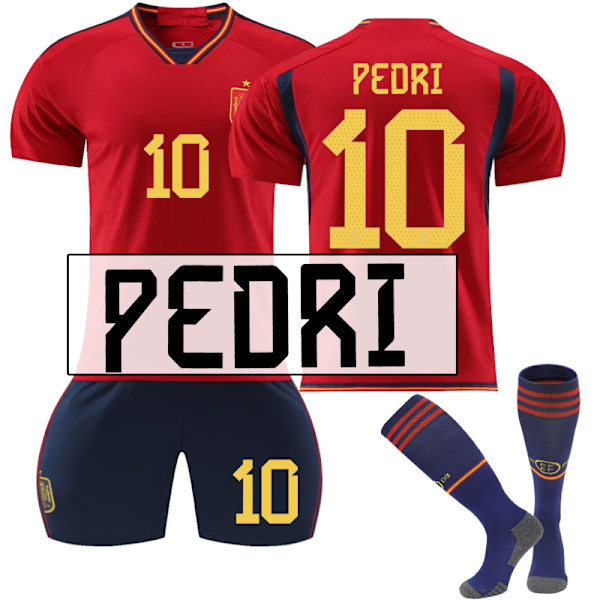 22-23 Spanien hjemme rød nr. 9 Garvey nr. 7 Morata 10 Pedri World Cup fodbolddragt NO.10 PEDRI 24