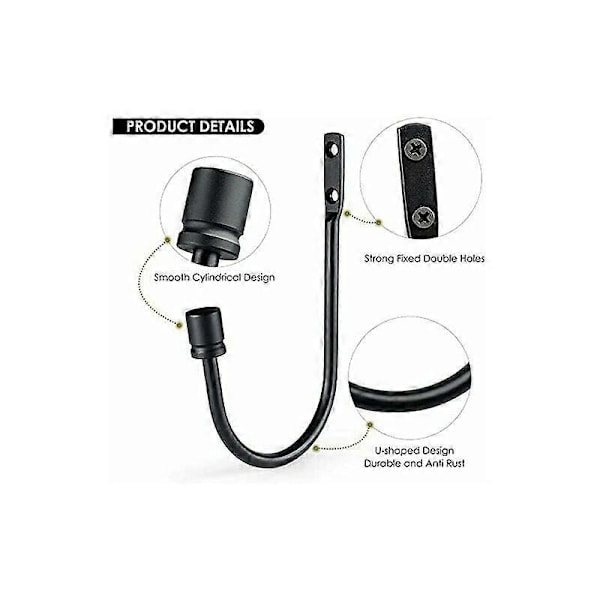 2 Stykker Gardin Holdere, Metal U-Formet Krog Vægmonteret Tieback Krog Draperi Tilbehør Dekorativ Gardin Draperi Holder (Sort)