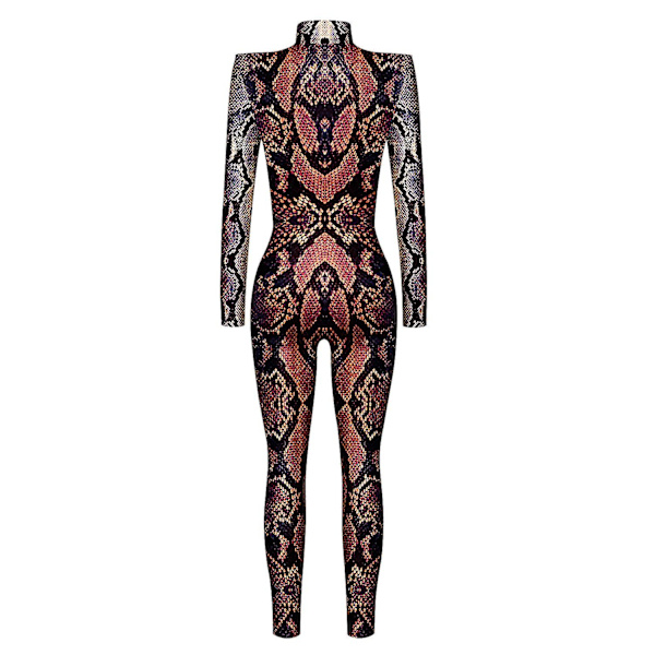Kvinder Jumpsuit Til Halloween Party 3d Snake Print Bodysuits Cosplay Print Costume Stretch Skinny Catsuit Overall XL