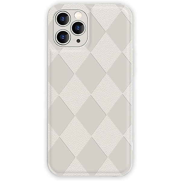 Ubiuo Kompatibelt Med Iphone 11 Pro Max Skal Vit Lyxig 3D Romber Mjukt TPU Läder Telefonskal För Iphone 11 Pro Max 6.5 Tum Stötsäkert Linsskydd