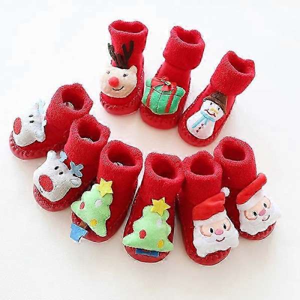 Tomte Barnskor Strumpor Baby Halkfria Andningsbara Strumpor Julgran, 13cm