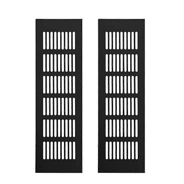 Sæt med 2 ventilationsgitter, Aluminium, 250 x 80 mm, Sort
