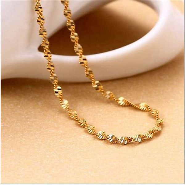 16-30" 1 st smycken 18k gult guld Gf Chain Double Water Wave N 18inches
