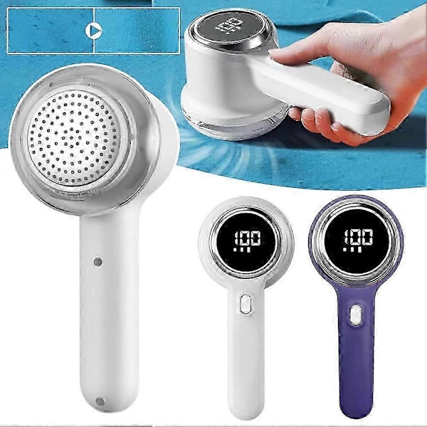Genopladelig Elektrisk Fnugfjerner til Tekstiler med 3 Hastigheder & Digitalt Display, Fuzz Trimmer til Sweatre, Tøj og Møbler